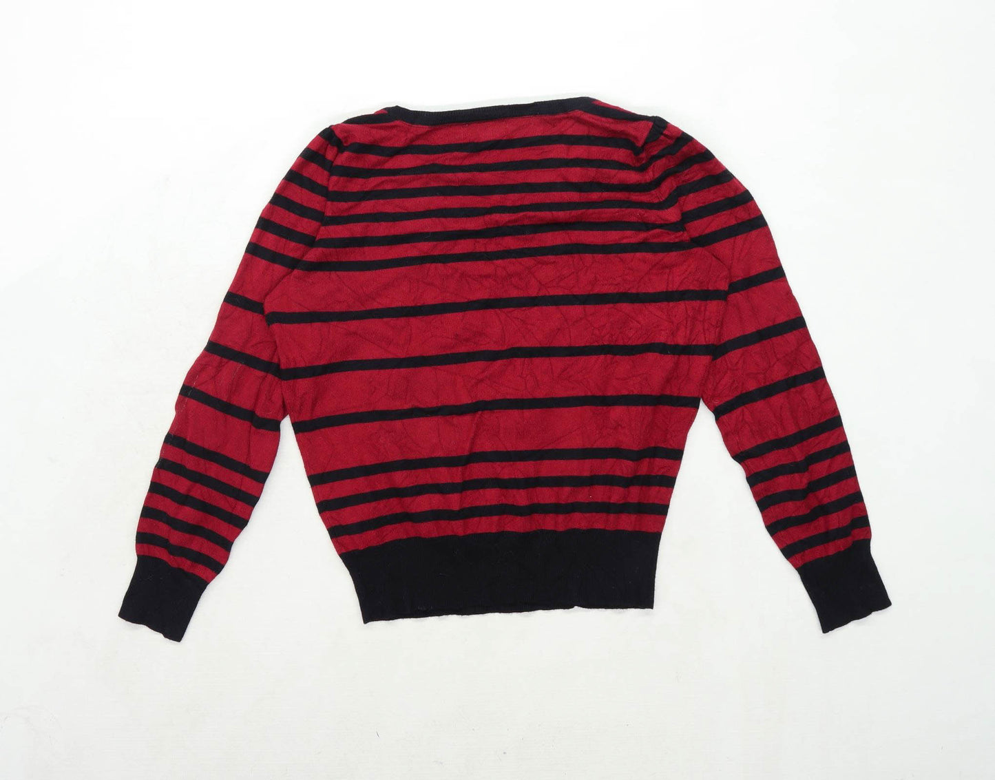 Debenhams Womens Size 14 Striped Cotton Blend Red Jumper (Regular)