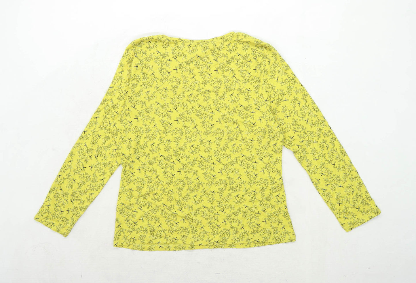 M&Co Womens Size 20 Floral Cotton Yellow Dragonfly T-Shirt (Regular)
