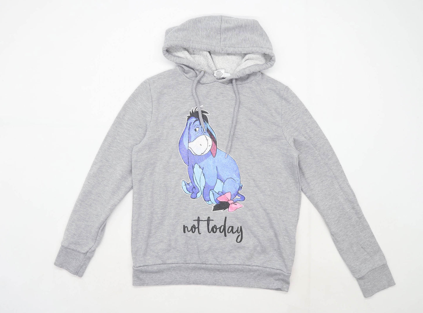 Primark Womens Size 10-12 Graphic Cotton Blend Grey Disney Eeyore Not Today Hoodie (Regular)