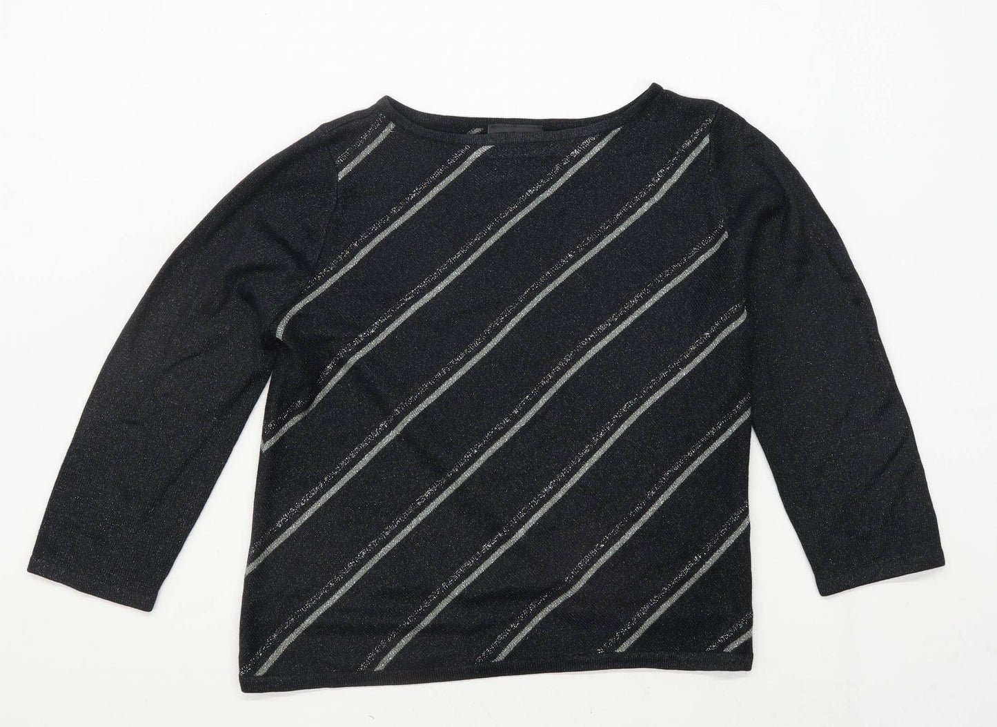 BHS Womens Size 14 Striped Black Jumper (Regular)