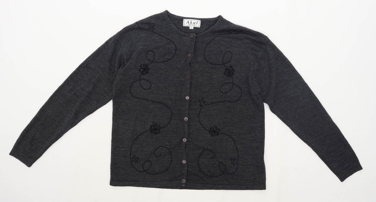 Akal Womens Size S-M Grey Cardigan (Regular)