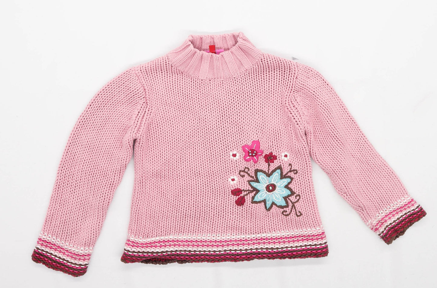Fransa Girls Floral Pink Knit Jumper Age 6-7 Years