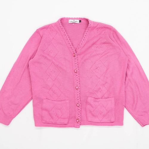 Merry Gold Womens Size S Textured Pink Knit Cardigan (Regular)
