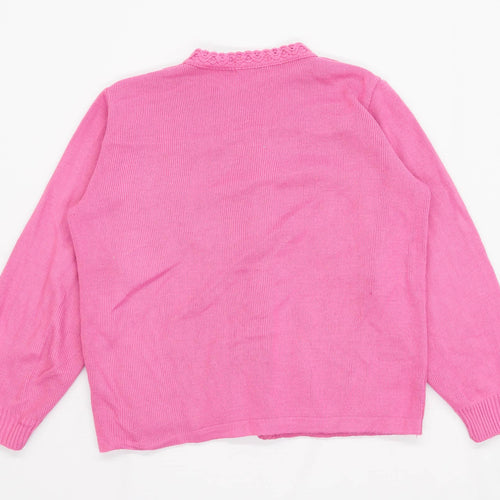 Merry Gold Womens Size S Textured Pink Knit Cardigan (Regular)