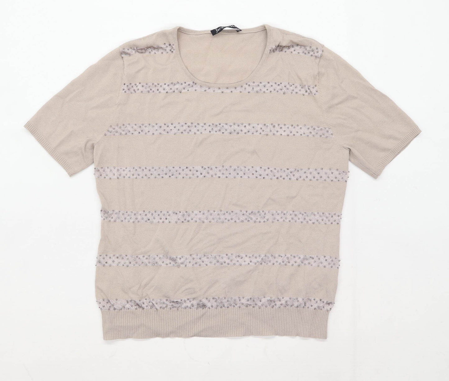 Jacques Vert Womens Size M Striped Brown T-Shirt (Regular)