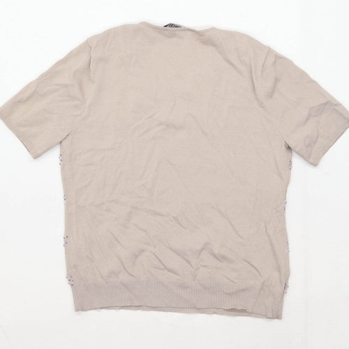 Jacques Vert Womens Size M Striped Brown T-Shirt (Regular)