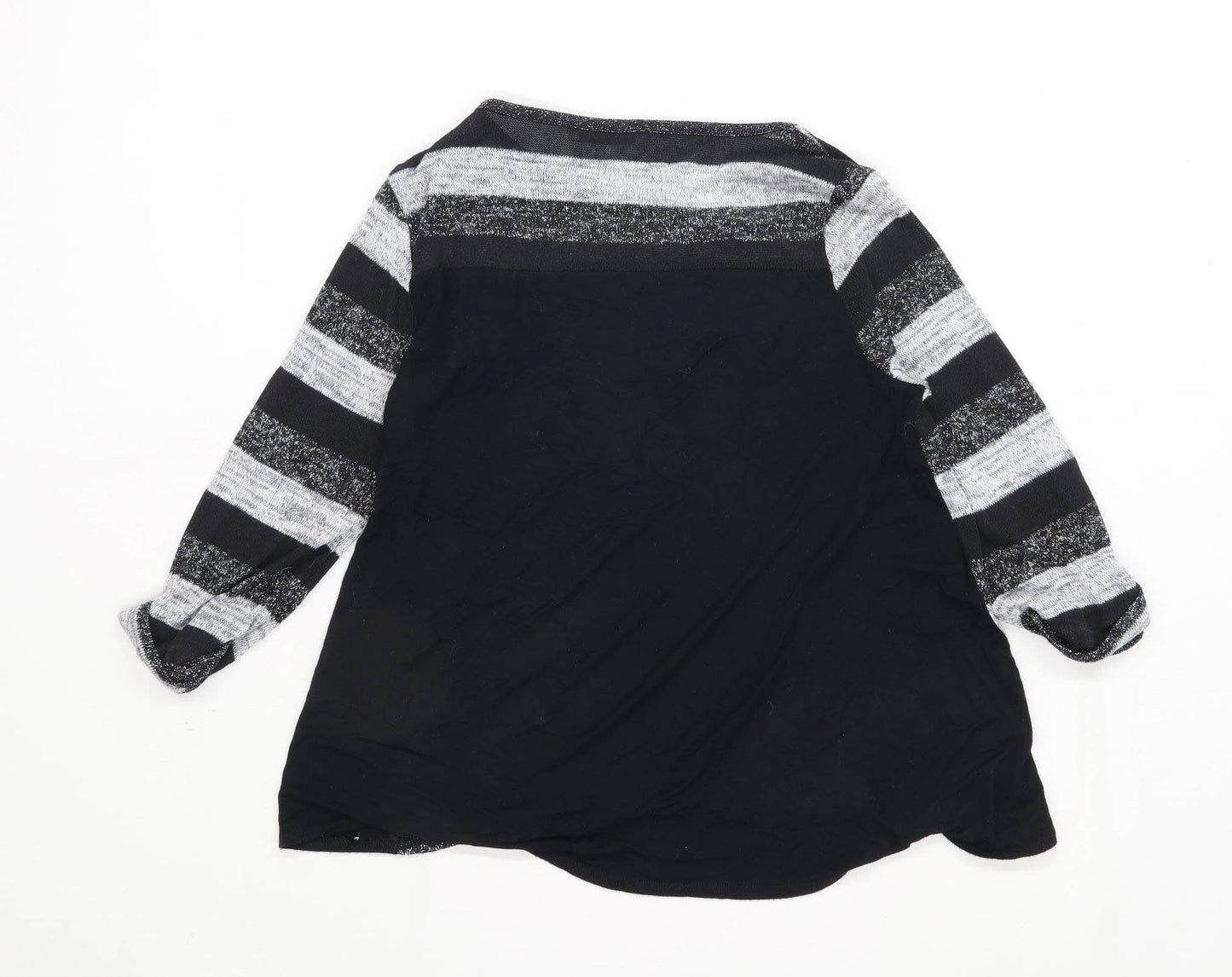 Oasis Womens Size S Striped Black Top (Regular)
