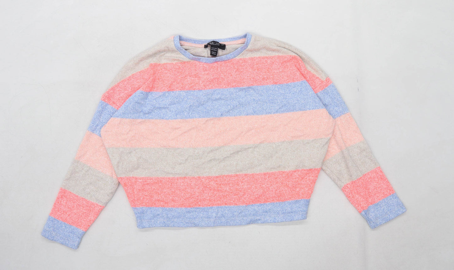 New Look Girls Striped Multi-Coloured Cropped Jumper Age 12-13 Years