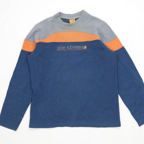 Xdye Subversive Mens Size M Cotton Blend Graphic Blue Embroidered Jumper