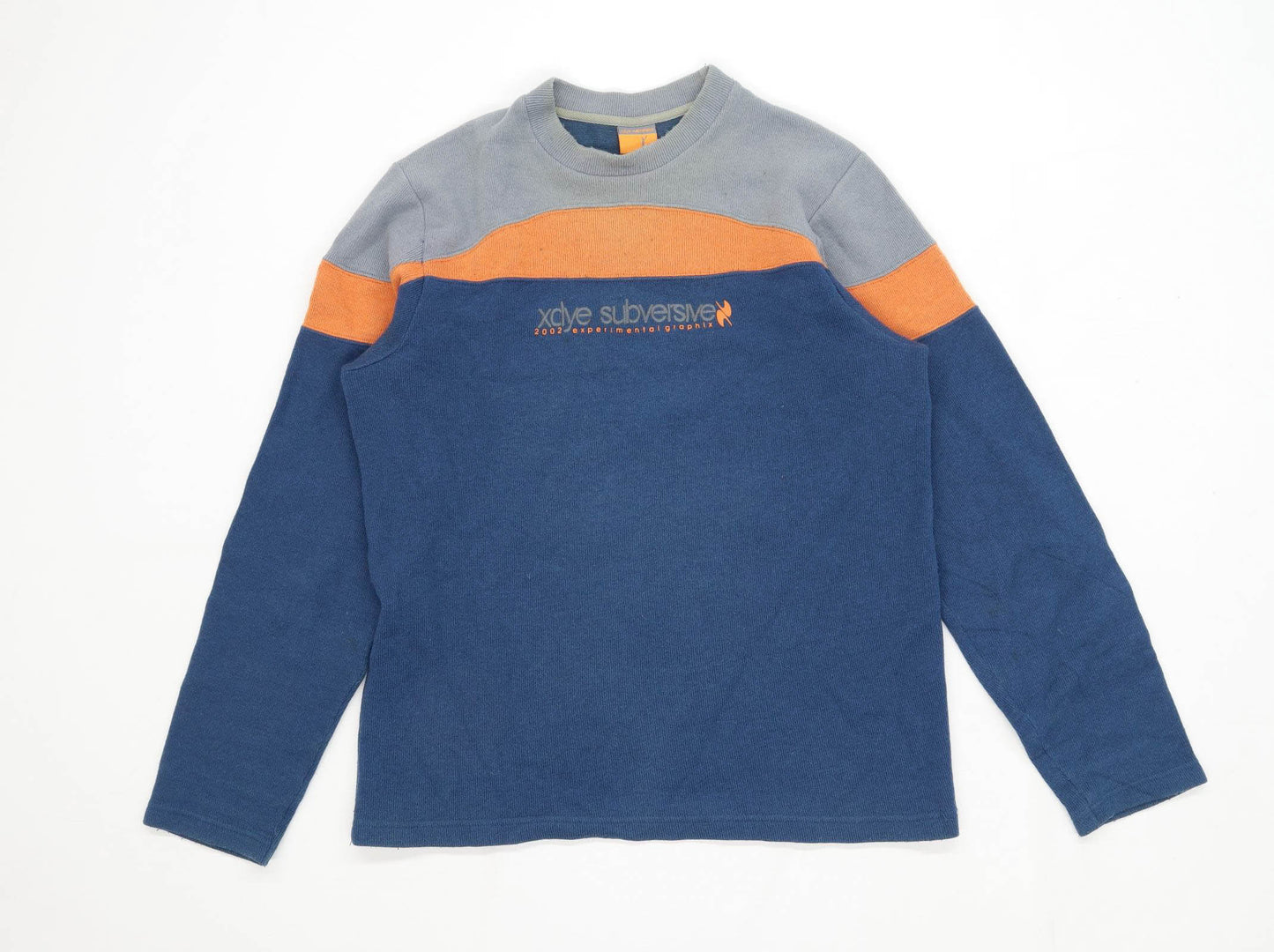 Xdye Subversive Mens Size M Cotton Blend Graphic Blue Embroidered Jumper