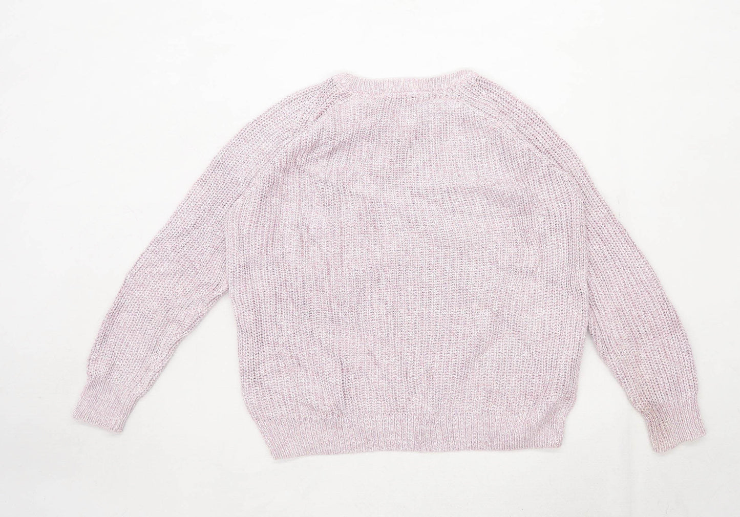 Marks & Spencer Womens Size 14 Textured Cotton Blend Purple Jumper (Regular)