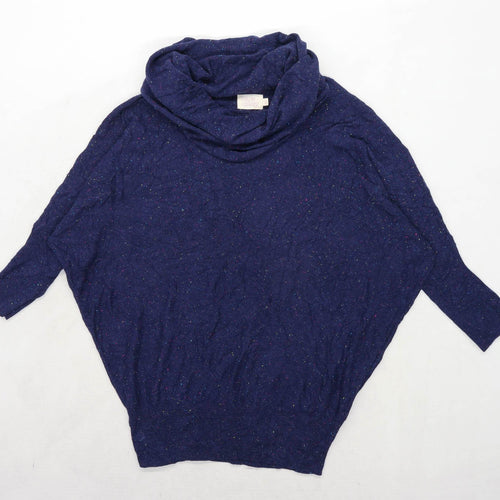 Cape Daisy Womens Size 14 Cotton Blend Cowl Neck Blue Batwing Jumper (Regular)