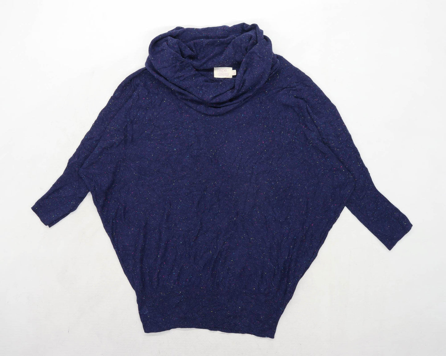 Cape Daisy Womens Size 14 Cotton Blend Cowl Neck Blue Batwing Jumper (Regular)