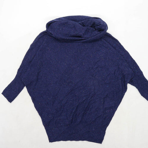 Cape Daisy Womens Size 14 Cotton Blend Cowl Neck Blue Batwing Jumper (Regular)