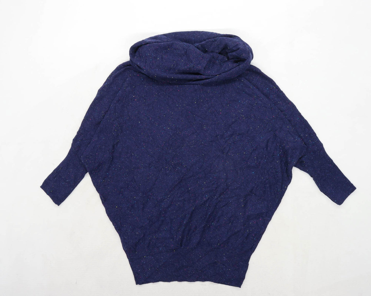 Cape Daisy Womens Size 14 Cotton Blend Cowl Neck Blue Batwing Jumper (Regular)