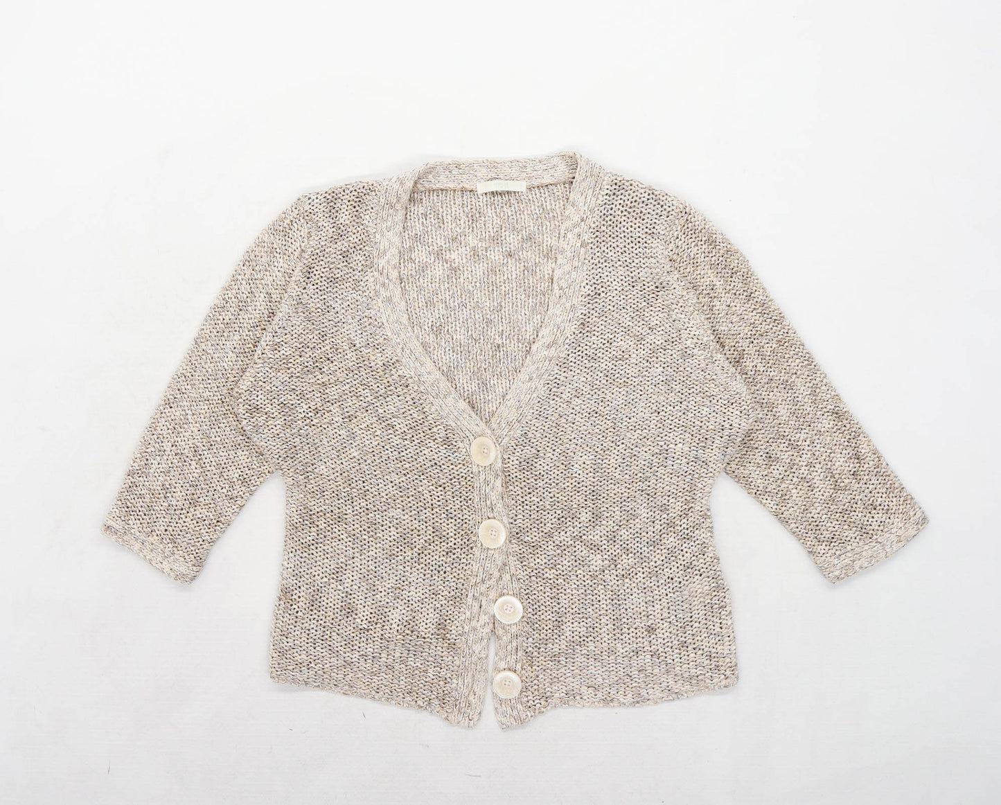 Marks & Spencer Womens Size 14 Cotton Blend Brown Cardigan (Regular)