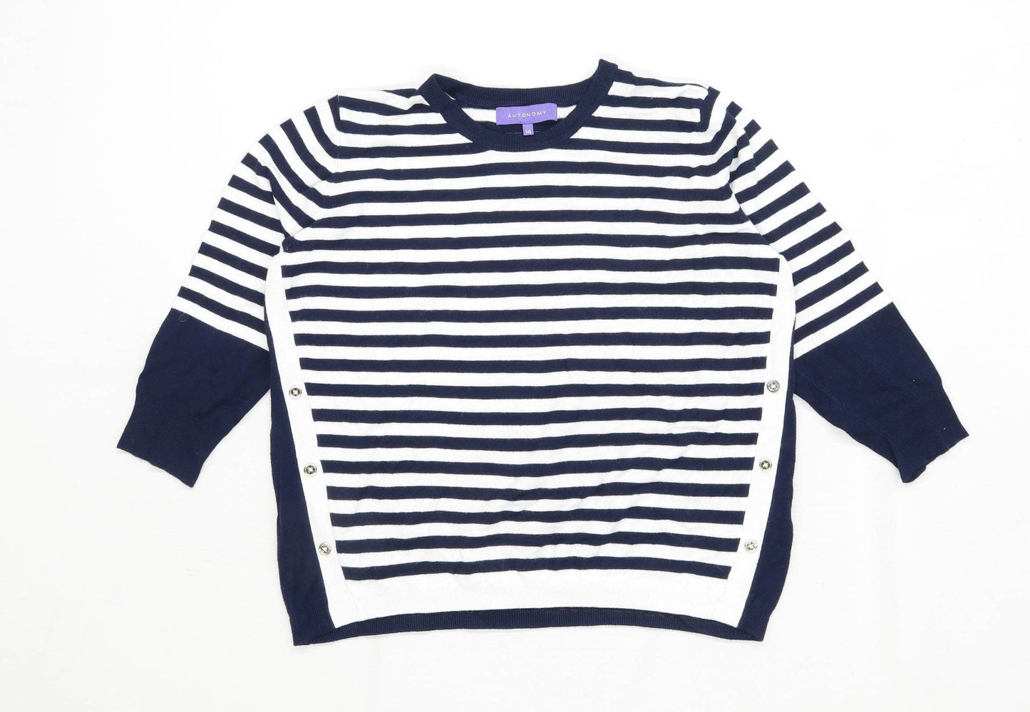 Autonomy Womens Size 14 Striped Blue Top (Regular)