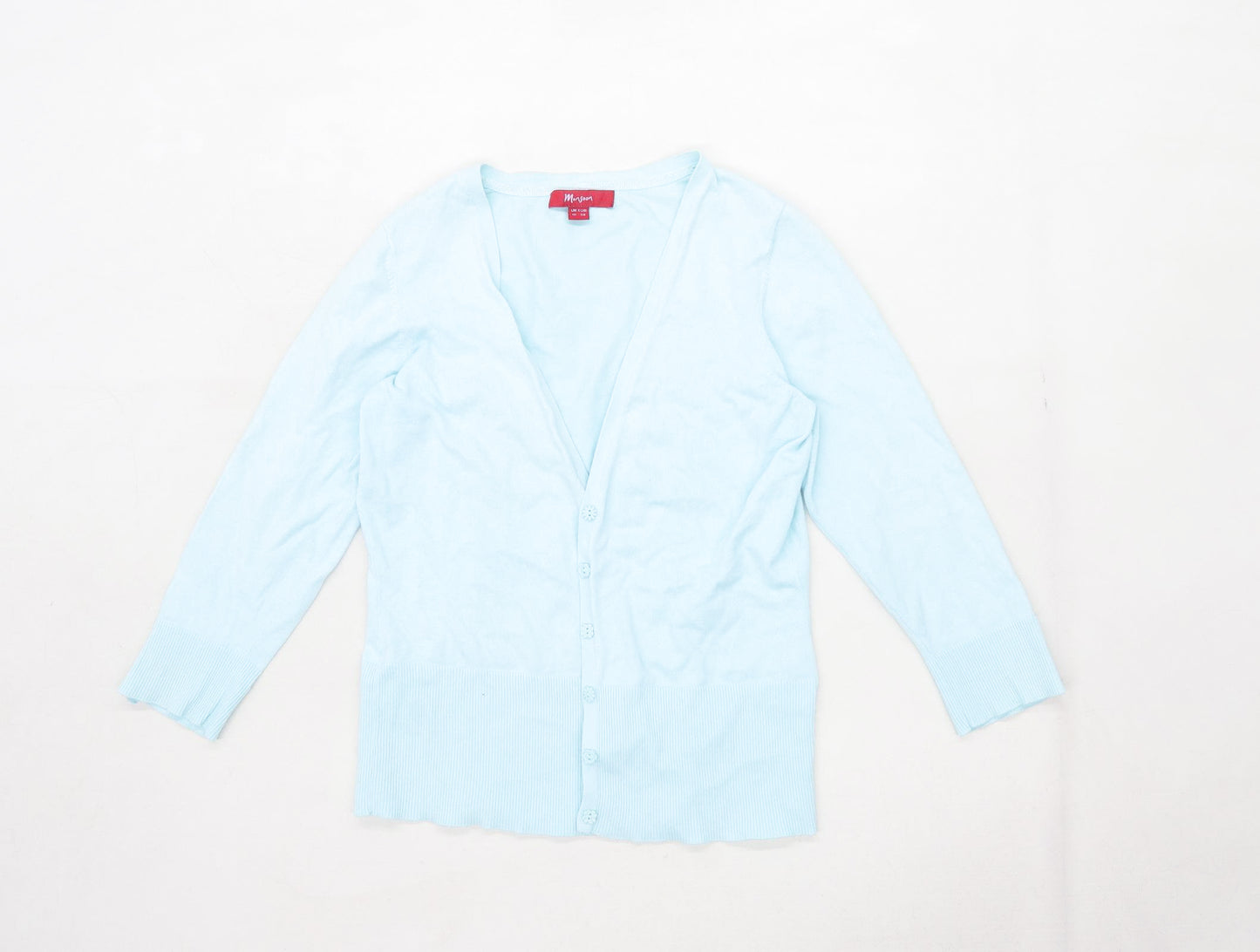 Monsoon Womens Size 10 Cotton Blend Turquoise Cardigan (Regular)