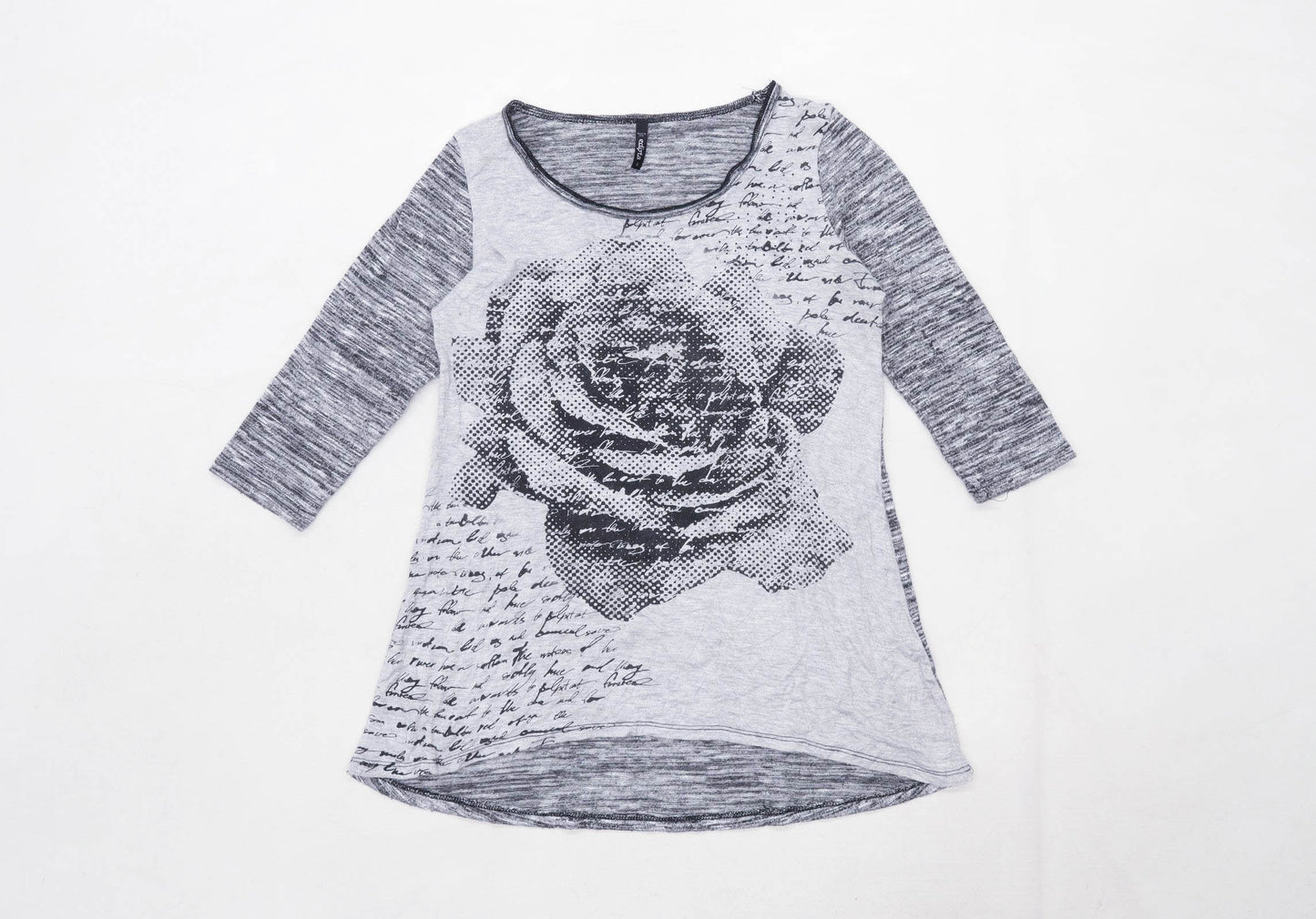 Edista Womens Size S Floral Elastane Blend Grey Top (Regular)
