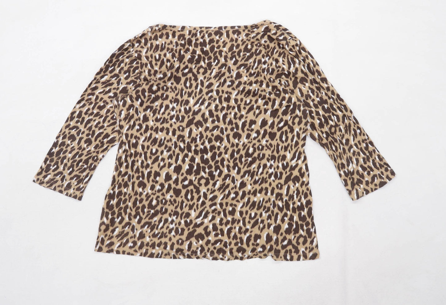 Relativity Womens Size XL Animal Print Cotton Brown Top (Regular)