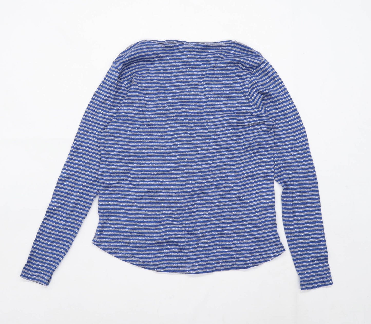 Country Casuals Womens Size S Striped Cotton Blend Blue Long Sleeve T-Shirt (Regular)