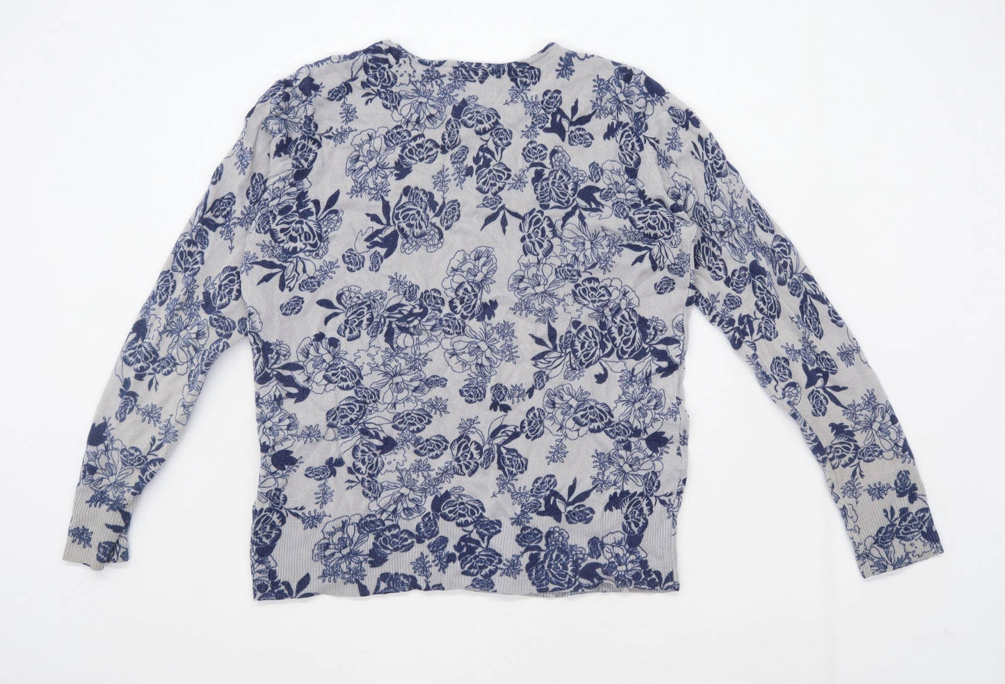 Maine Womens Size 16 Floral Grey Jumper (Regular)