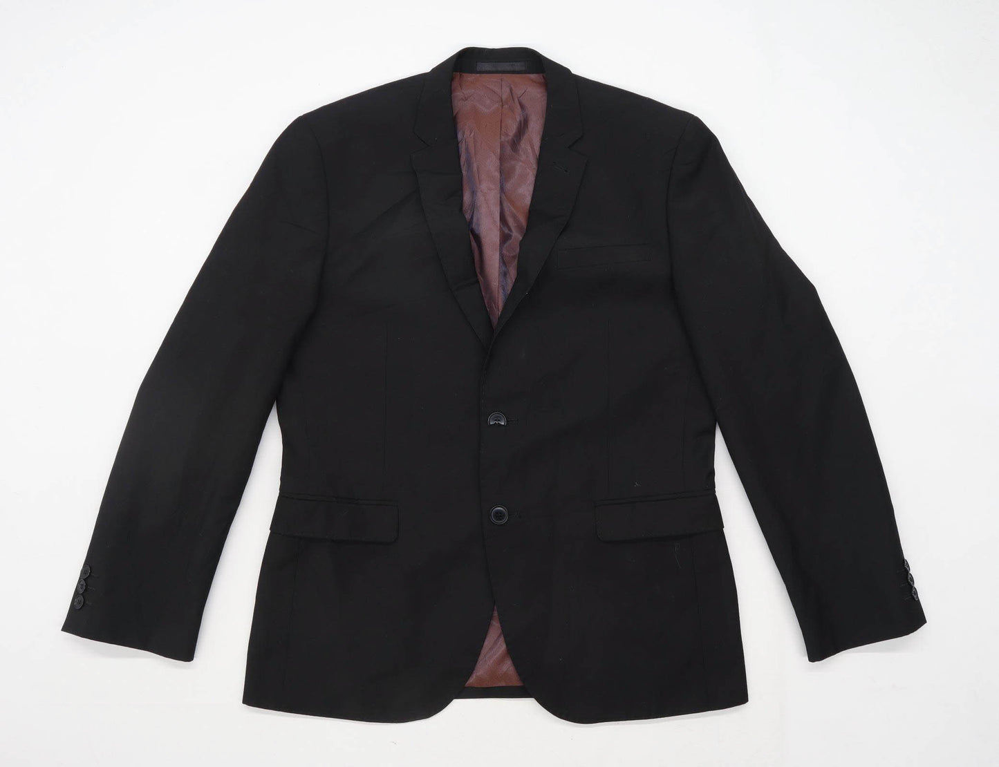 Primark Mens Black Single Breasted Suit 40/32 (Regular)