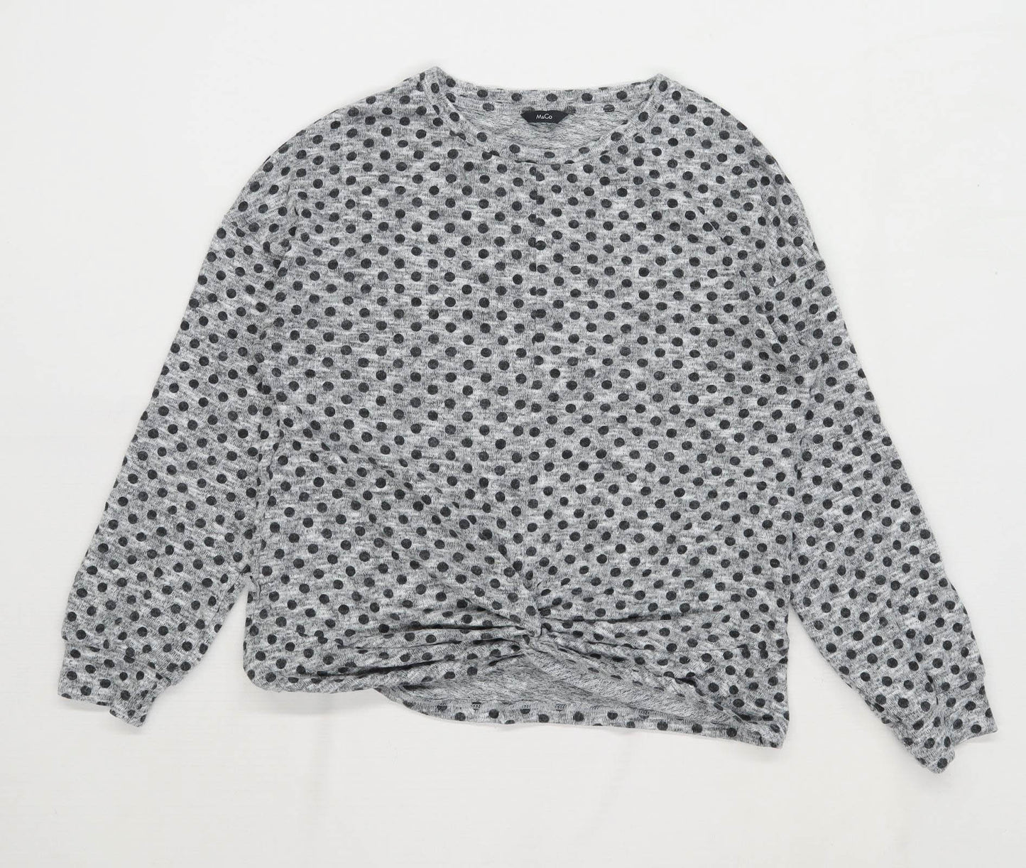 M&Co Womens Size 12 Spotted Grey Top (Regular)