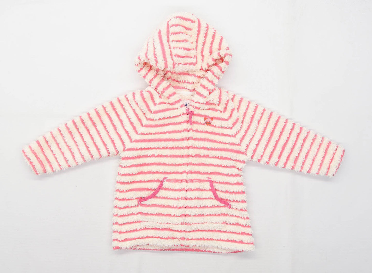 Next Girls Striped Pink Zip Up Jacket Age 2-3 Years