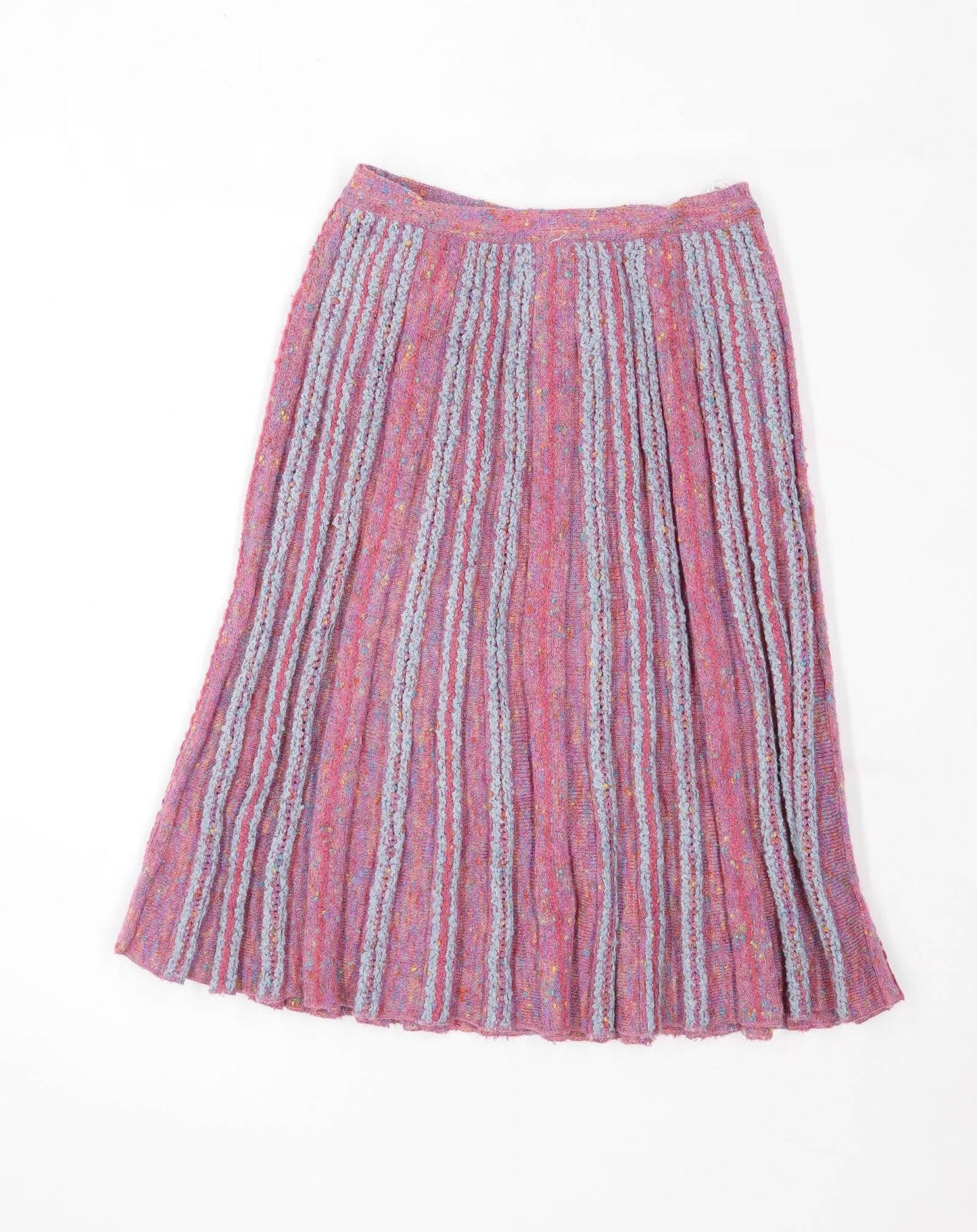Preworn Womens Size 8 Striped Purple Pleated Skirt (Regular)