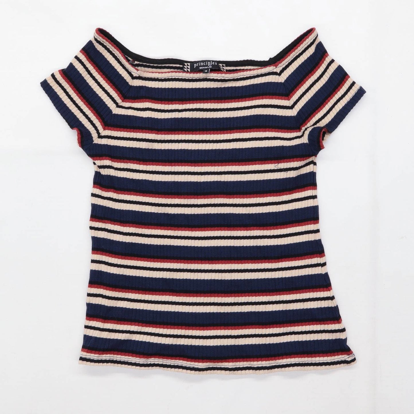 Principles Womens Size 14 Striped Cotton Multi-Coloured Top (Regular)