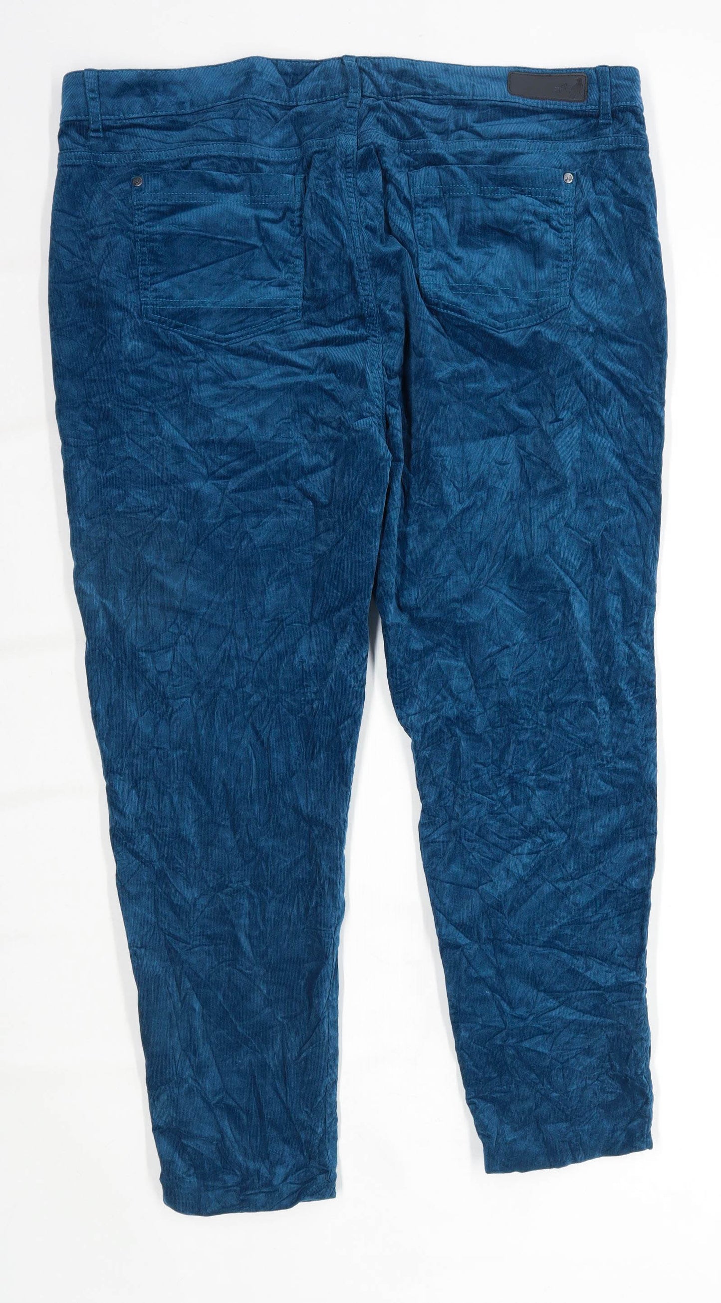 Womens Marks & Spencer Turquoise Cotton Blend Trousers Size 20/L26