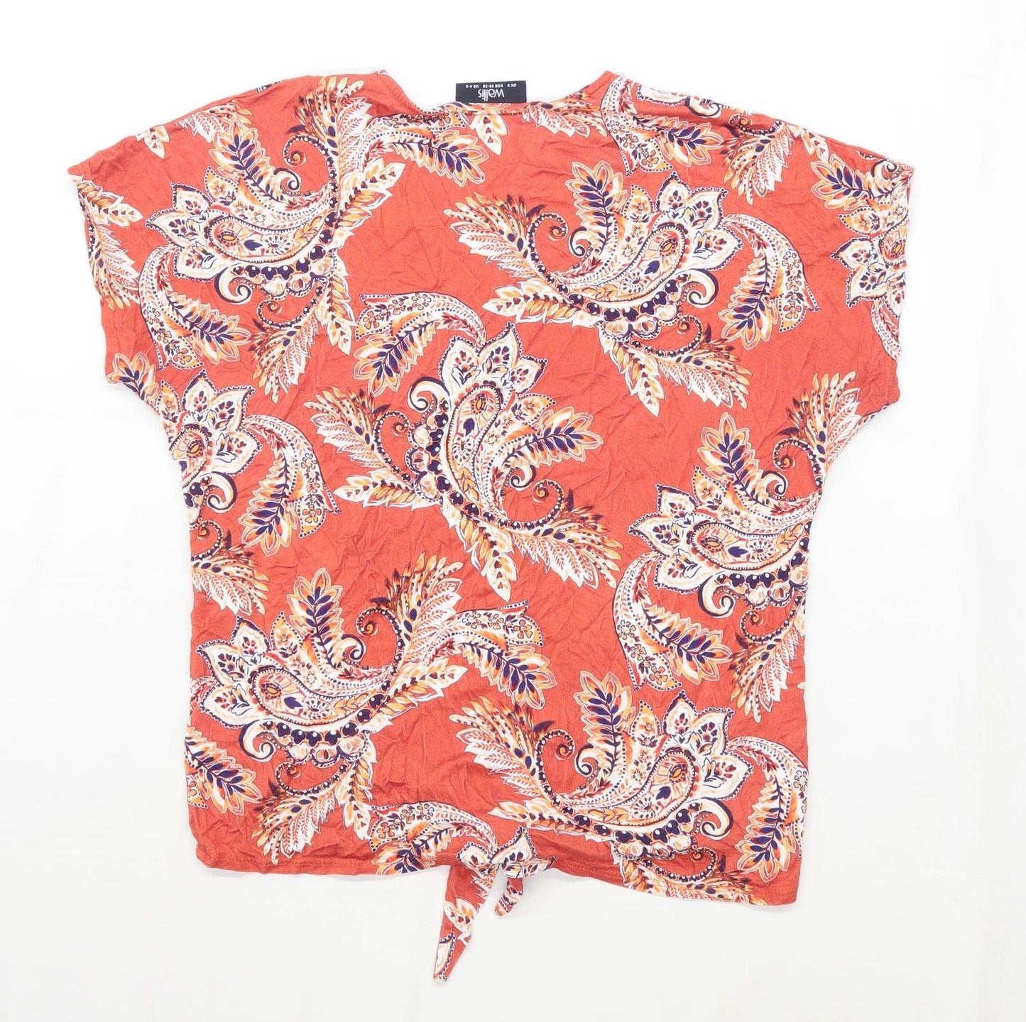 Wallis Womens Size S Paisley Orange Top (Regular)
