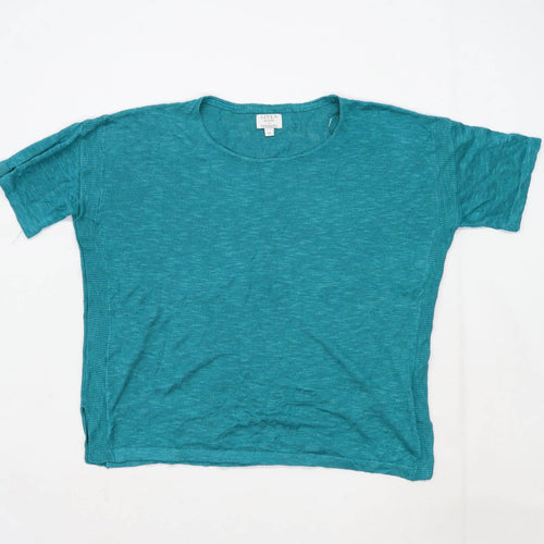 Monsoon Womens Size M Linen Blend Green T-Shirt (Regular)