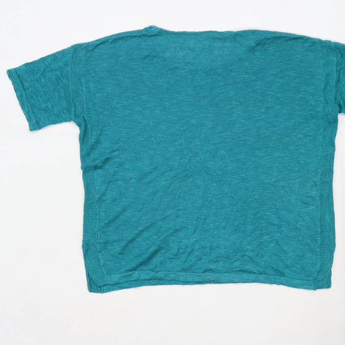 Monsoon Womens Size M Linen Blend Green T-Shirt (Regular)