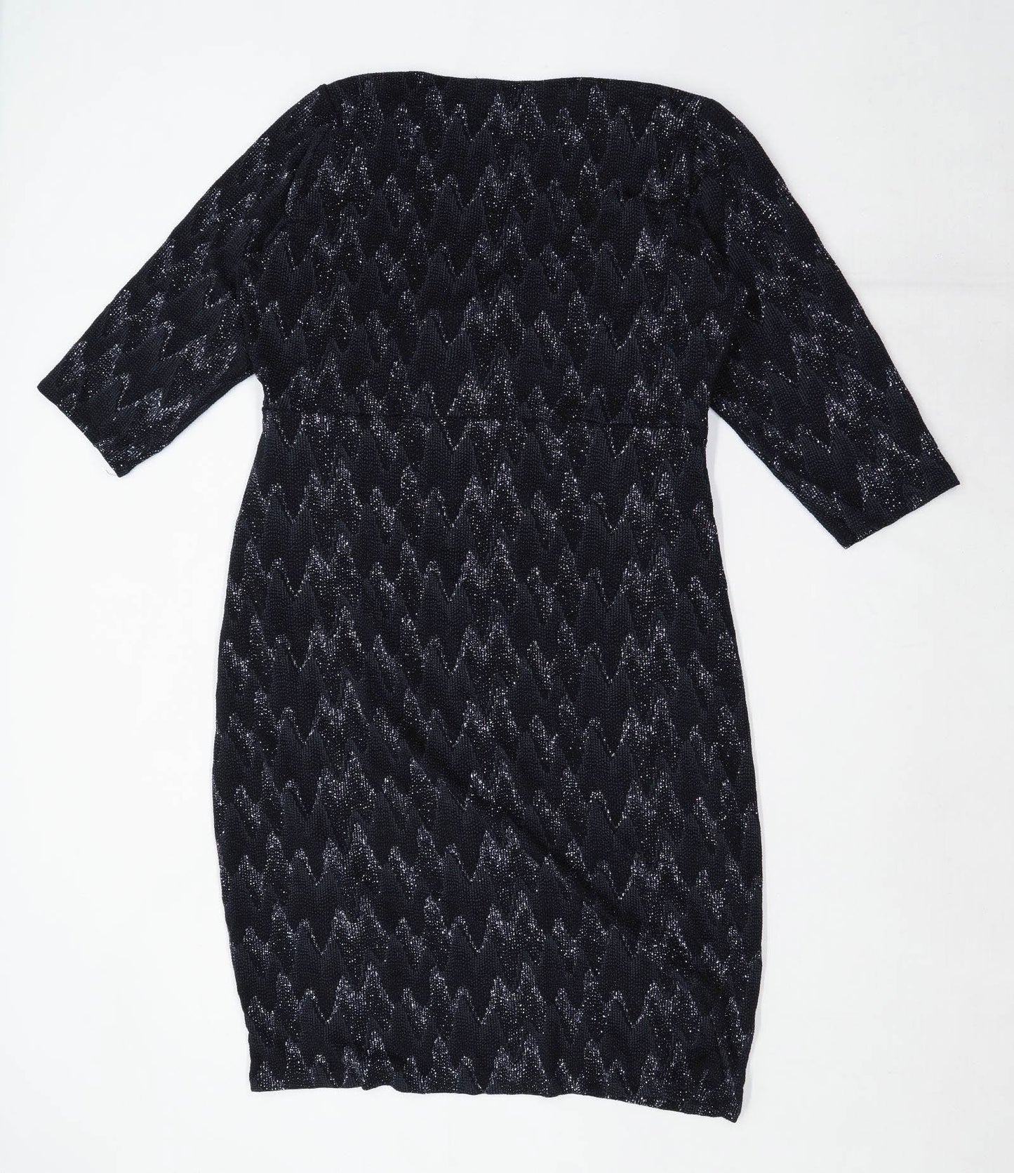 Billie & Blossom Womens Size 20 Textured Black Midi Dress (Regular)