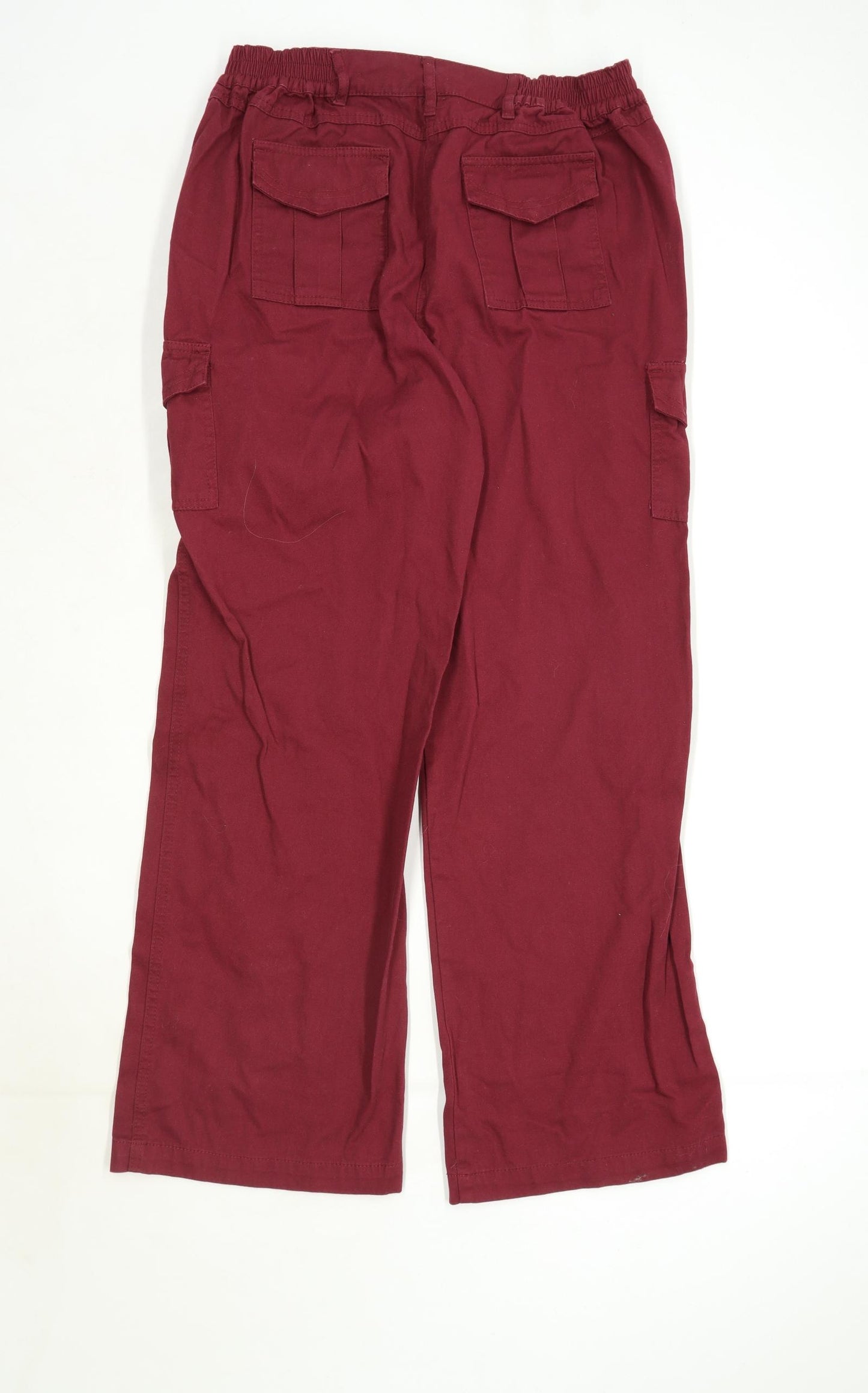 Womens Cotton Traders Burgundy Cotton Cargo Trousers Size 12/L29