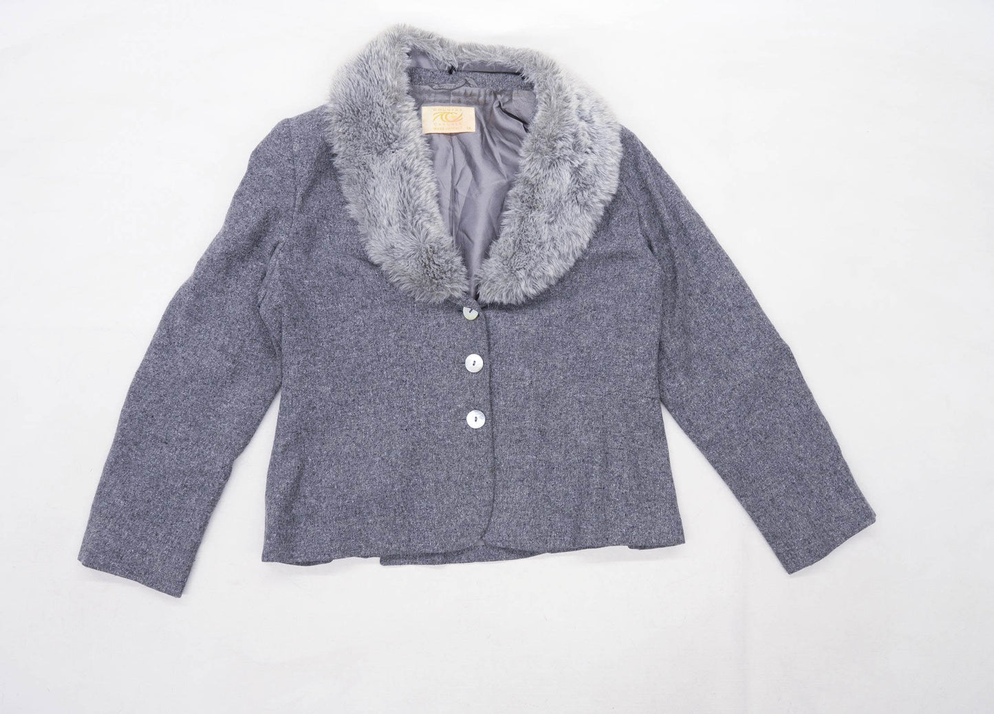 Country Casuals Womens Size 14 Silk Blend Grey Coat