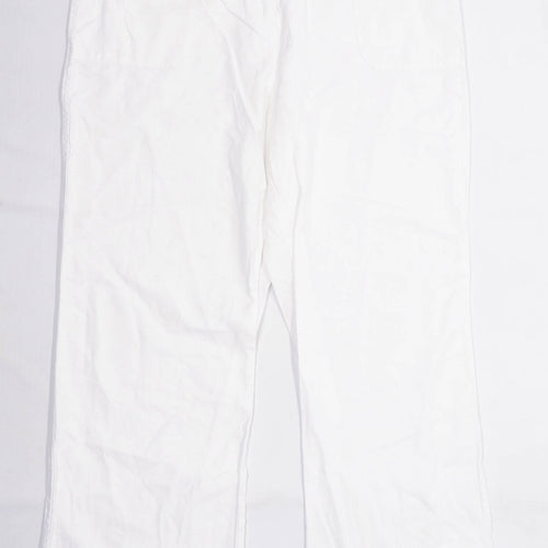 Womens Quba & Co White Linen Blend Trousers Size 12/L28