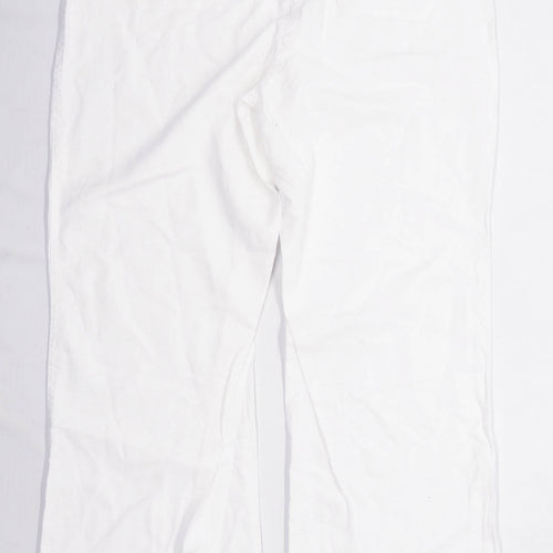 Womens Quba & Co White Linen Blend Trousers Size 12/L28