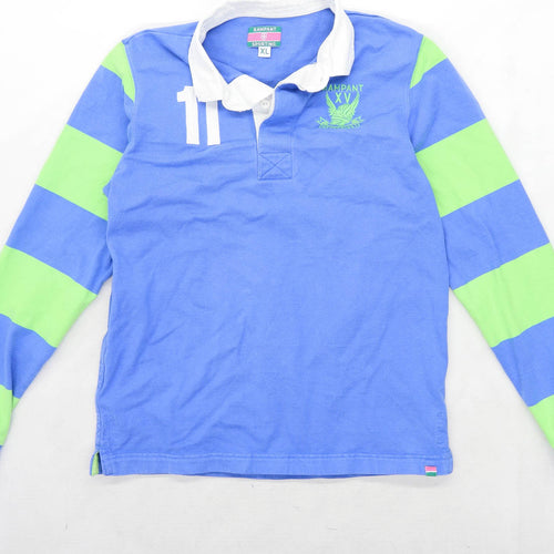 Rampant Sporting Mens Size XL Cotton Striped Blue Rugby Shirt