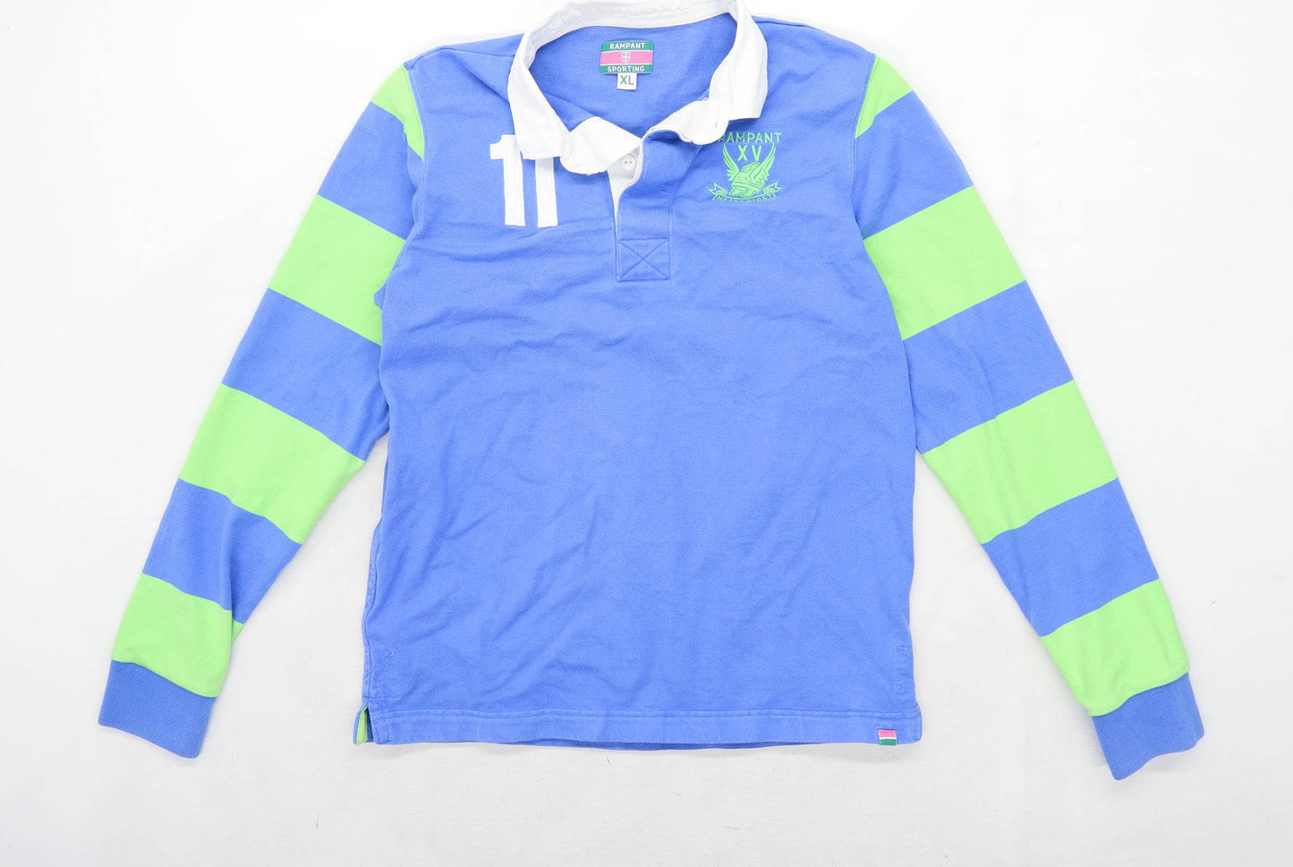 Rampant Sporting Mens Size XL Cotton Striped Blue Rugby Shirt