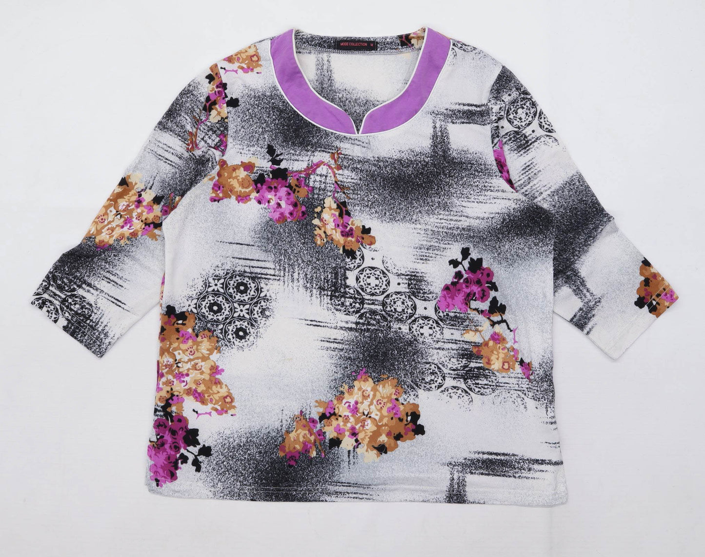 Mode Collection Womens Size M Floral Multi-Coloured Top (Regular)