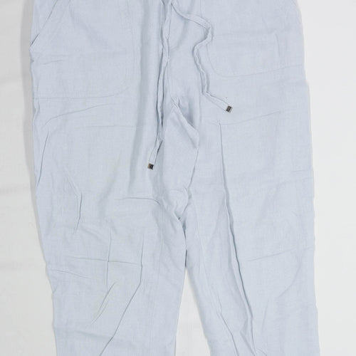 Womens Peacocks Blue Linen Trousers Size 12/L22