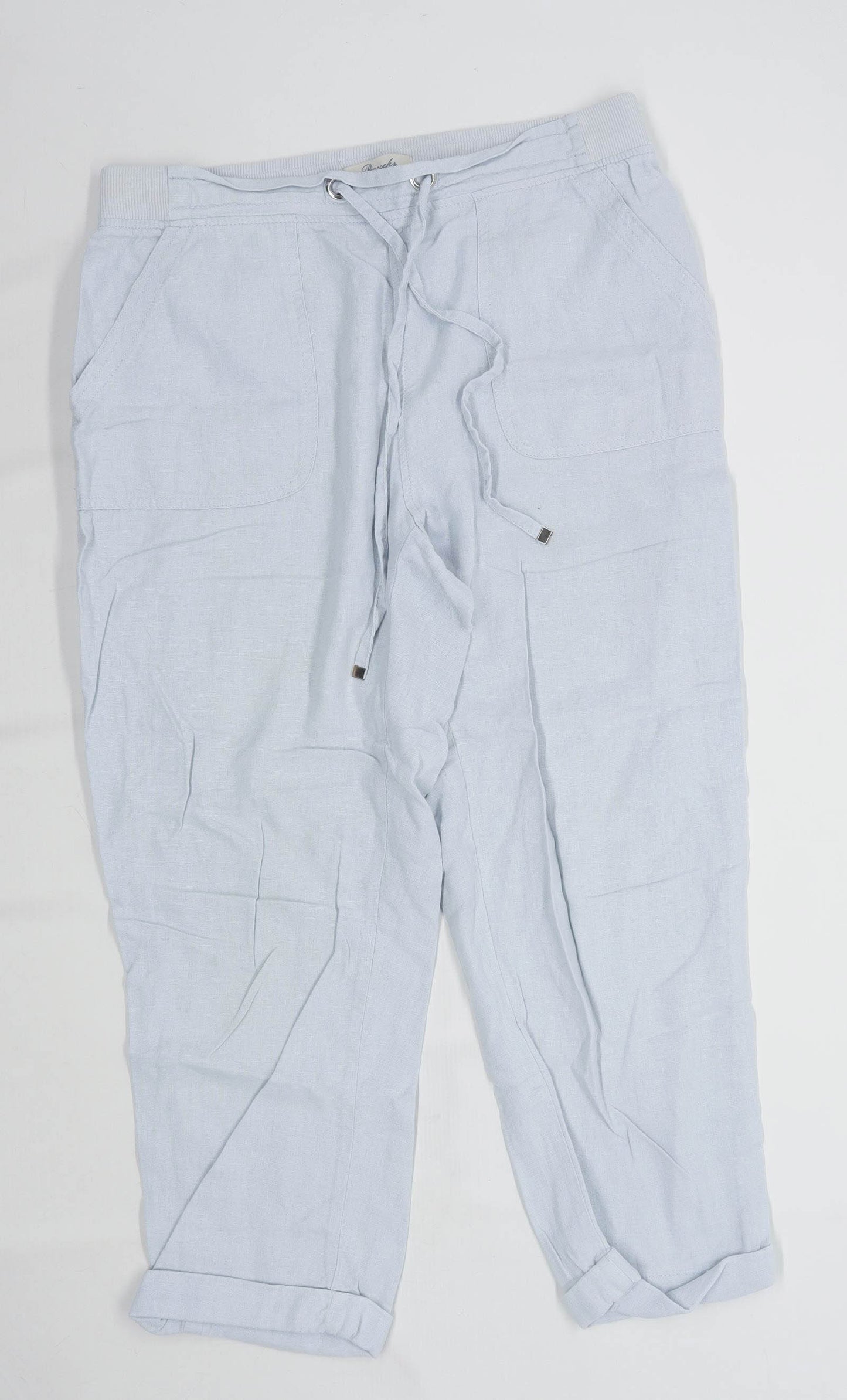 Womens Peacocks Blue Linen Trousers Size 12/L22