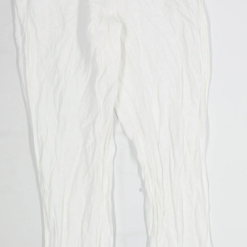 Womens Matalan White Linen Blend Trousers Size 12/L29