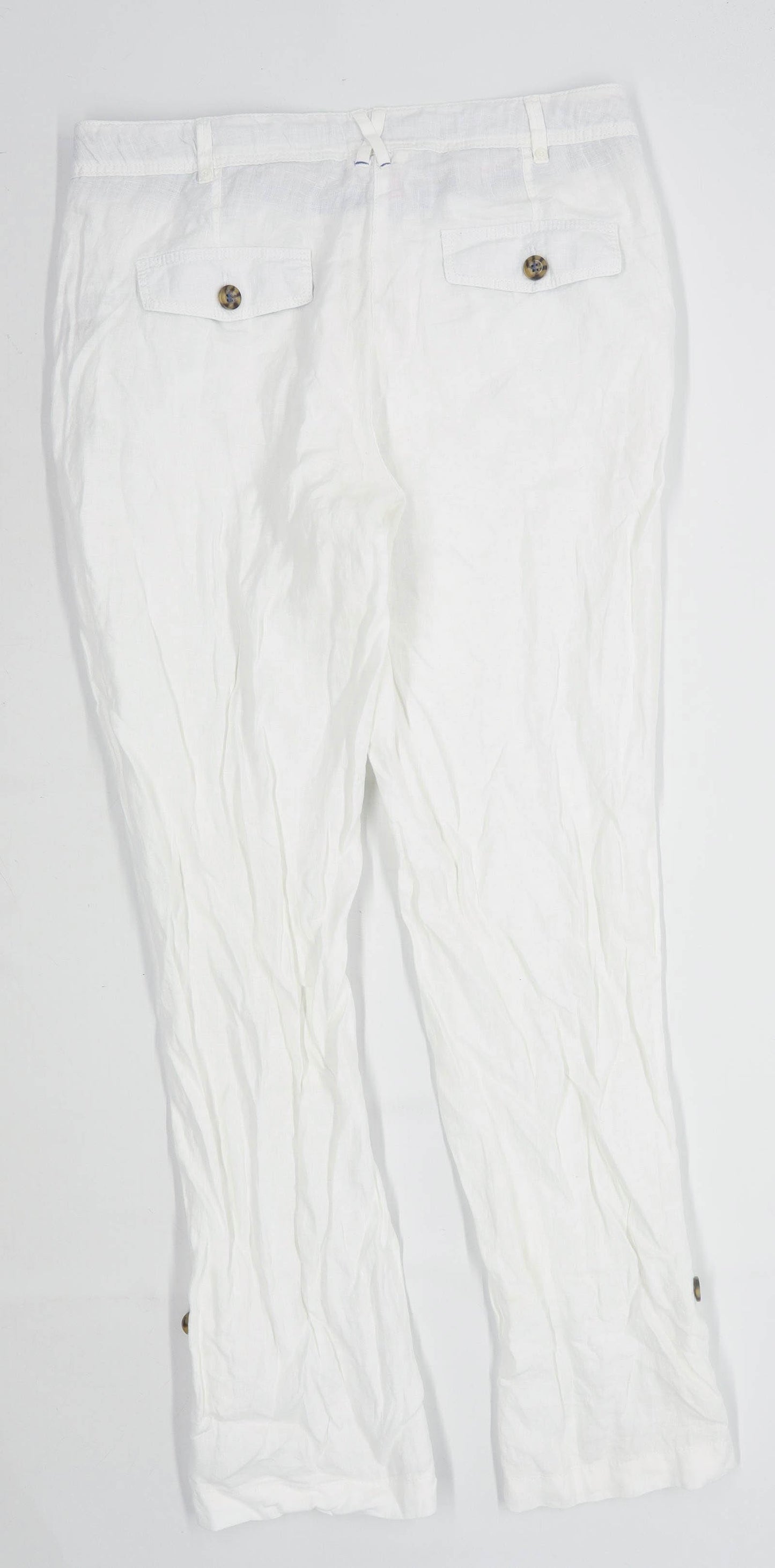 Womens Matalan White Linen Blend Trousers Size 12/L29