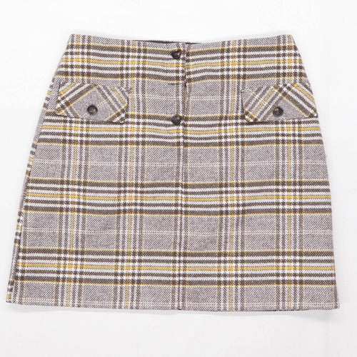 TU Womens Size 12 Check Beige Skirt (Regular)