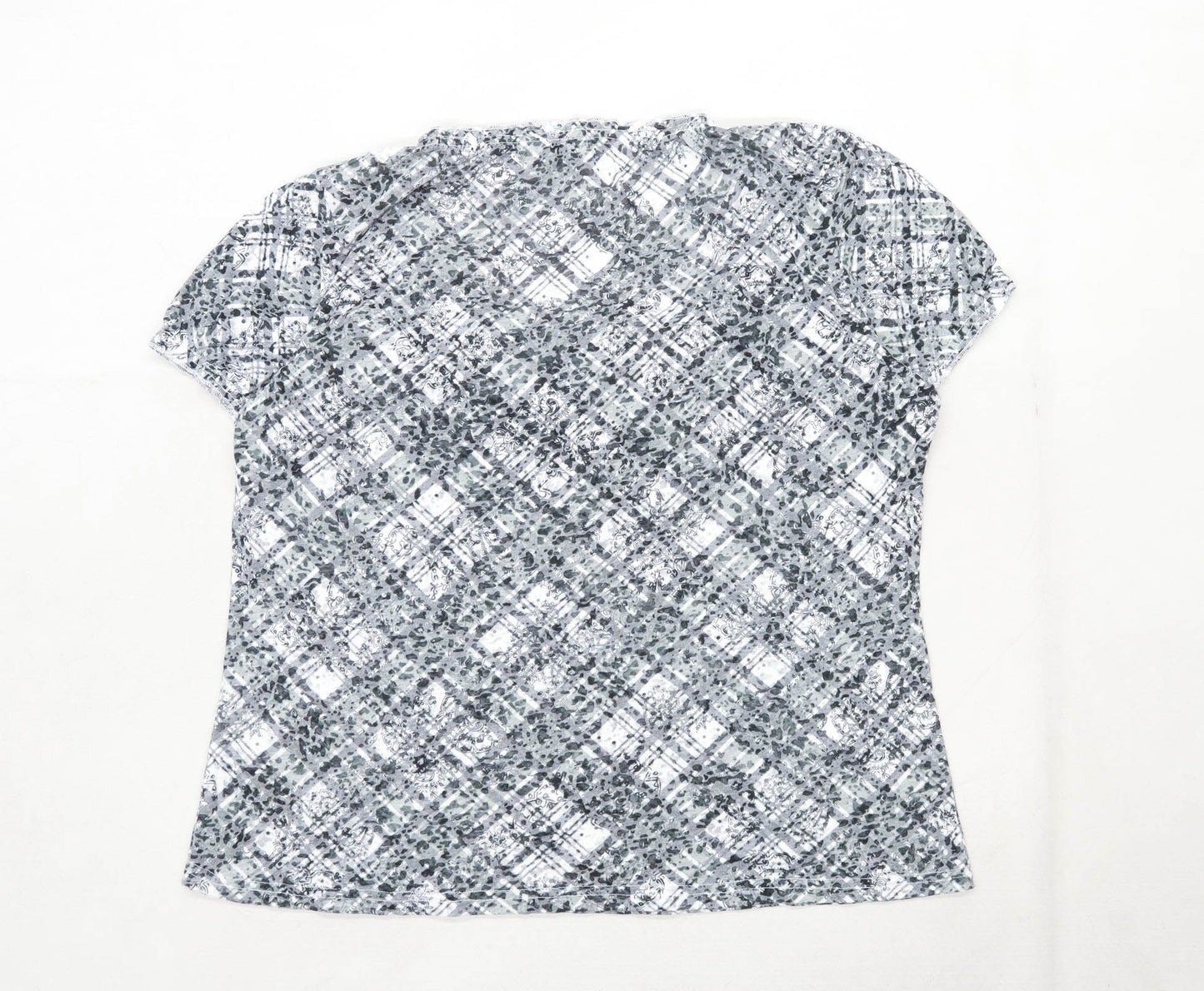 Via Cortesa Womens Size M Abstract Cotton Blend Grey Top (Regular)