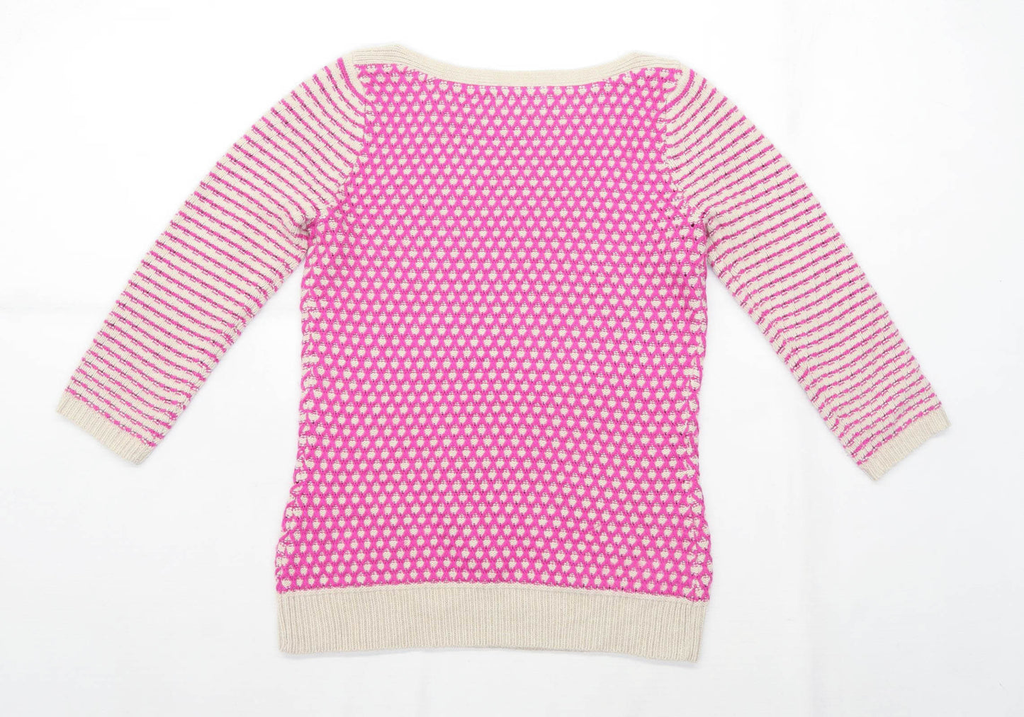 Per Una Womens Size 8 Geometric Beige Pink Jumper (Regular)